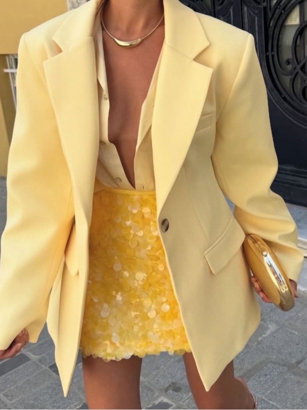 Zara Yellow Sequined Mini Skirt Small Viral Blogger Party Vacation Resortwear